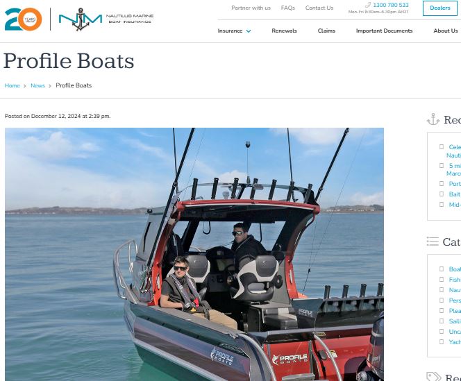 Profile Boats Testimonal by Profile Boats article from Nautilus Marine Insurance